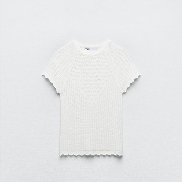 ZARA ● Pointelle Knit Top - Picture 2 of 4